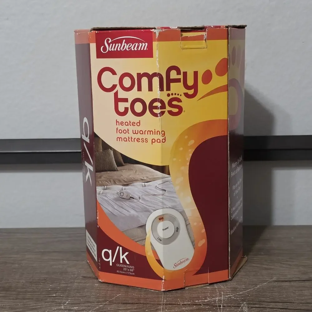 Sunbeam Comfy Toes Heated Foot Warming Bottom Of Bed Mattress Queen/King 25
